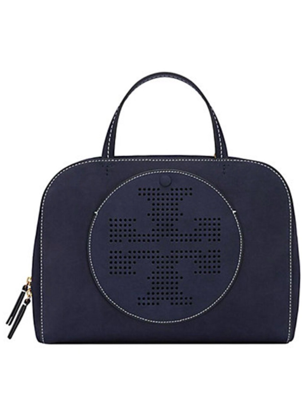 Tory Burch $498 Msrp Navy Perforated Logo Satchel